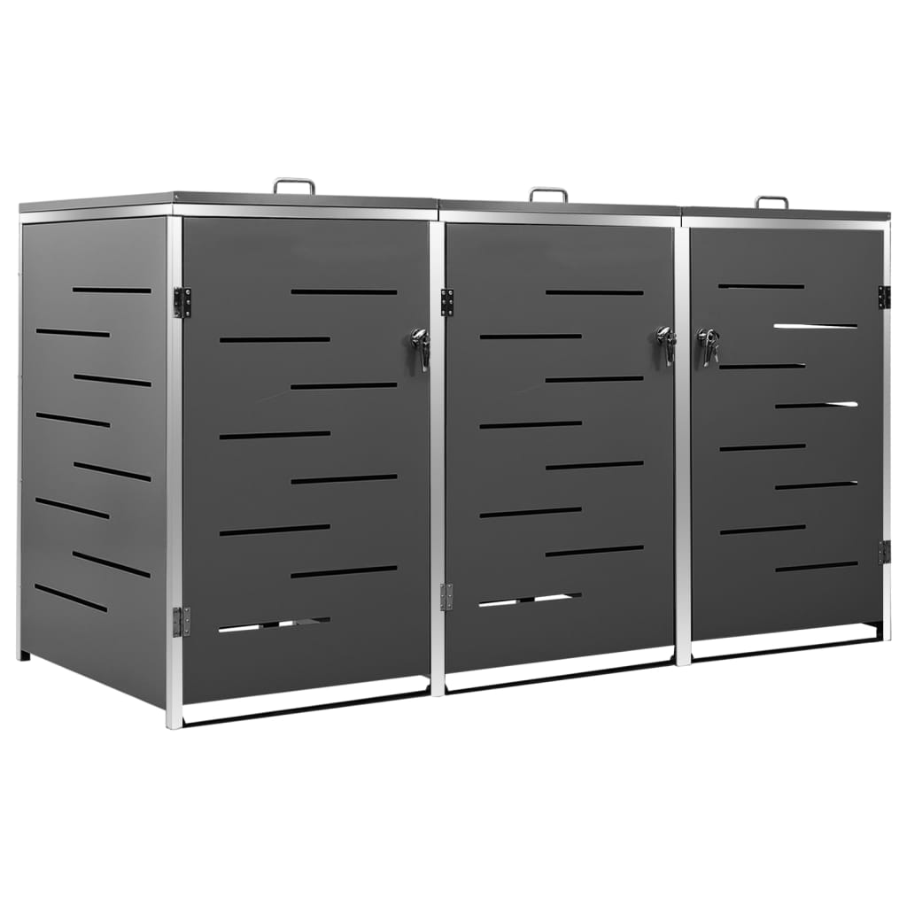 Containerberging Driedubbel 207X77,5X112,5 Cm Roestvrij Staal 3 containers Antraciet