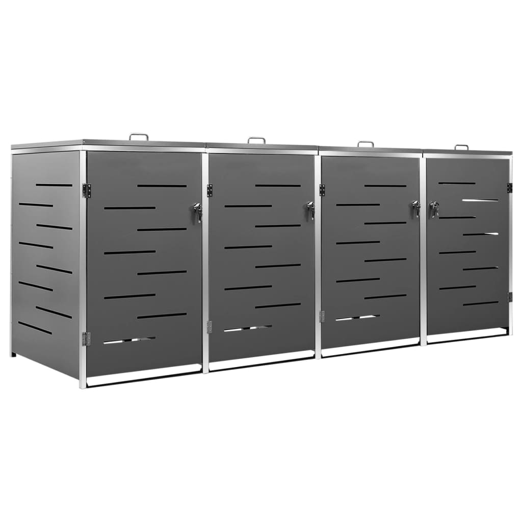 Containerberging Vierdubbel 276,5X77,5X112,5 Cm Roestvrij Staal 4 containers Antraciet