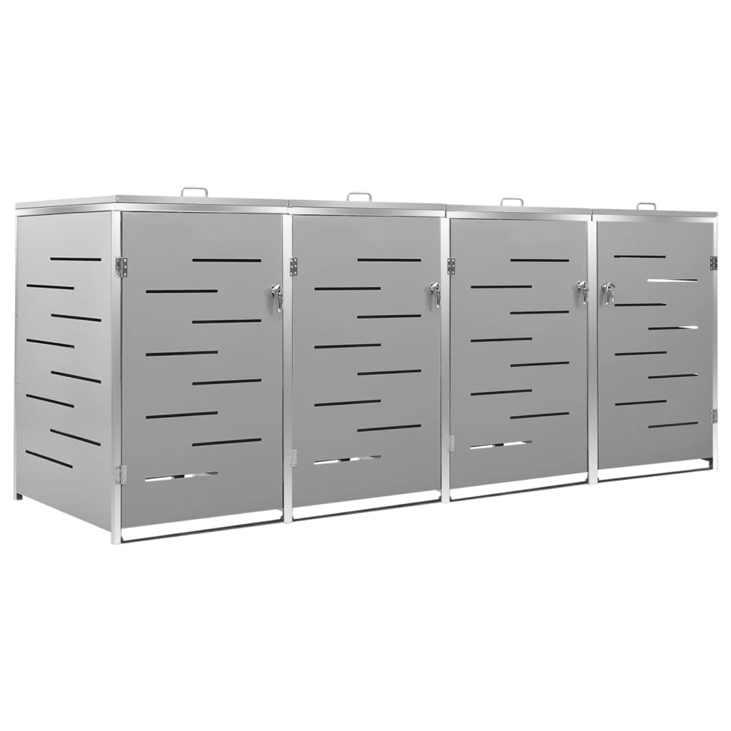 Containerberging Vierdubbel 276,5X77,5X112,5 Cm Roestvrij Staal 4 containers Grijs