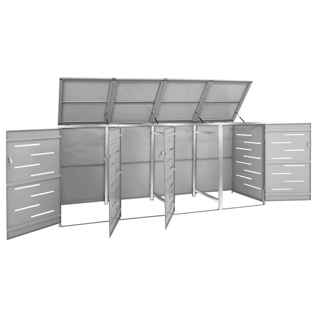 Containerberging Vierdubbel 276,5X77,5X112,5 Cm Roestvrij Staal 4 containers Grijs