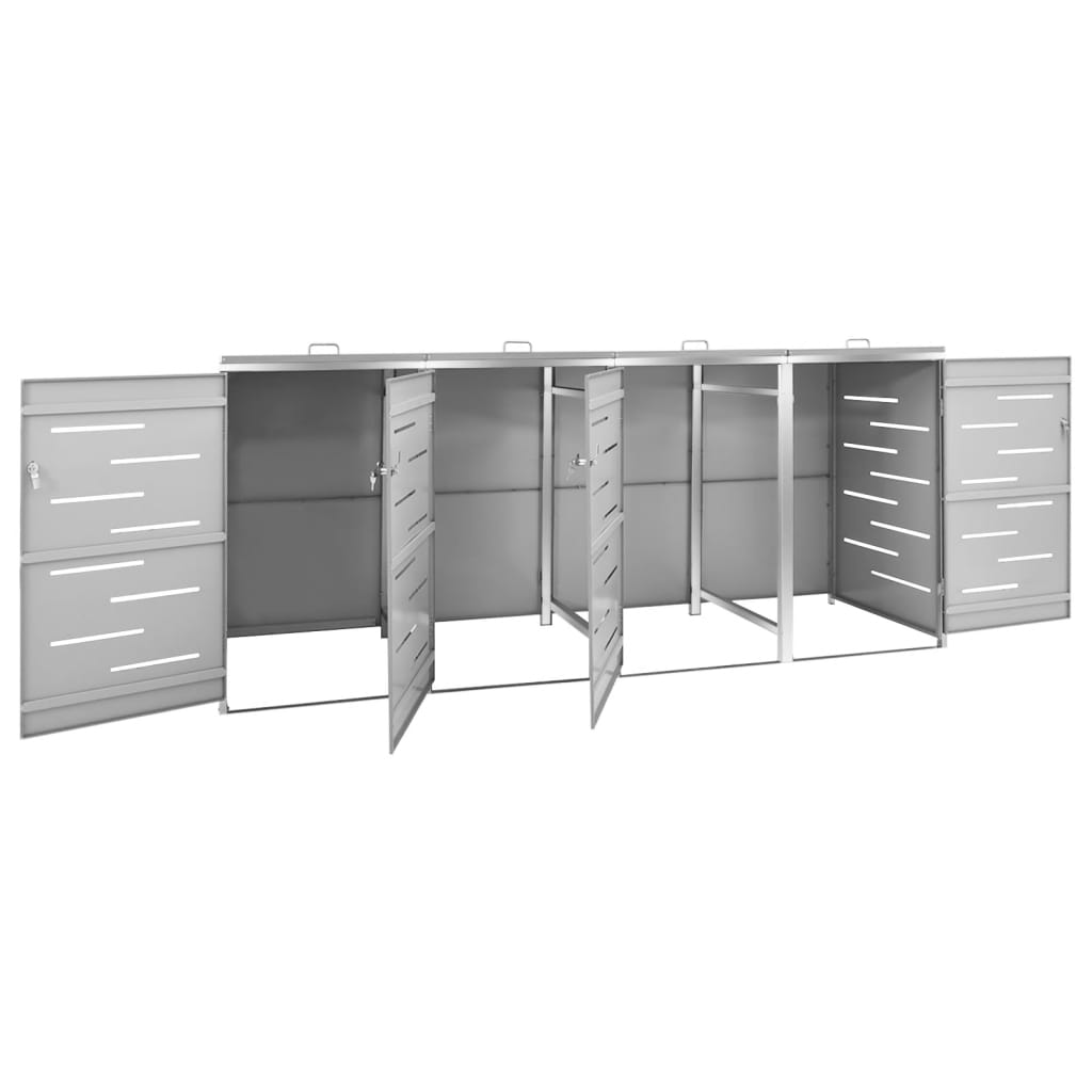 Containerberging Vierdubbel 276,5X77,5X112,5 Cm Roestvrij Staal 4 containers Grijs