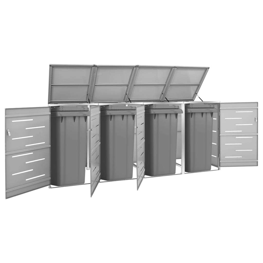 Containerberging Vierdubbel 276,5X77,5X112,5 Cm Roestvrij Staal 4 containers Grijs