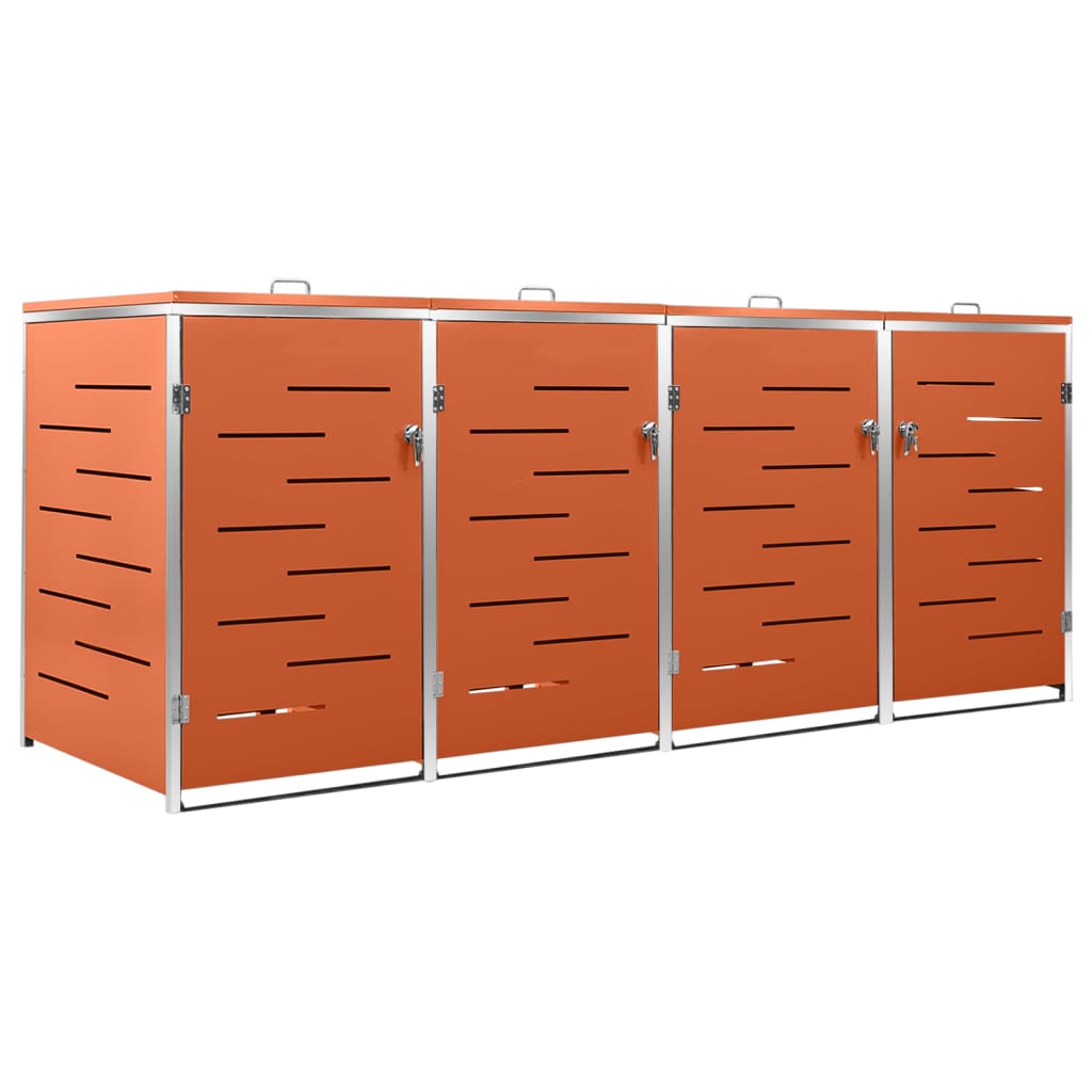 Containerberging Vierdubbel 276,5X77,5X112,5 Cm Roestvrij Staal 4 containers orange