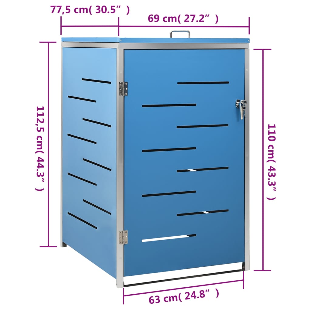 Containerberging Enkel 69X77,5X112,5 Cm Roestvrij Staal 1 container Blauw