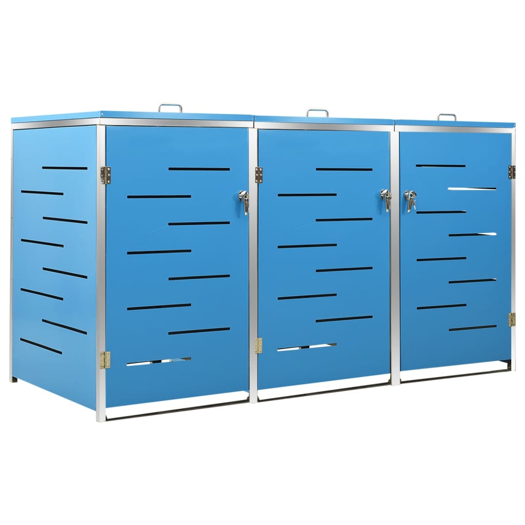 Containerberging Driedubbel 207X77,5X112,5 Cm Roestvrij Staal 3 containers Blauw