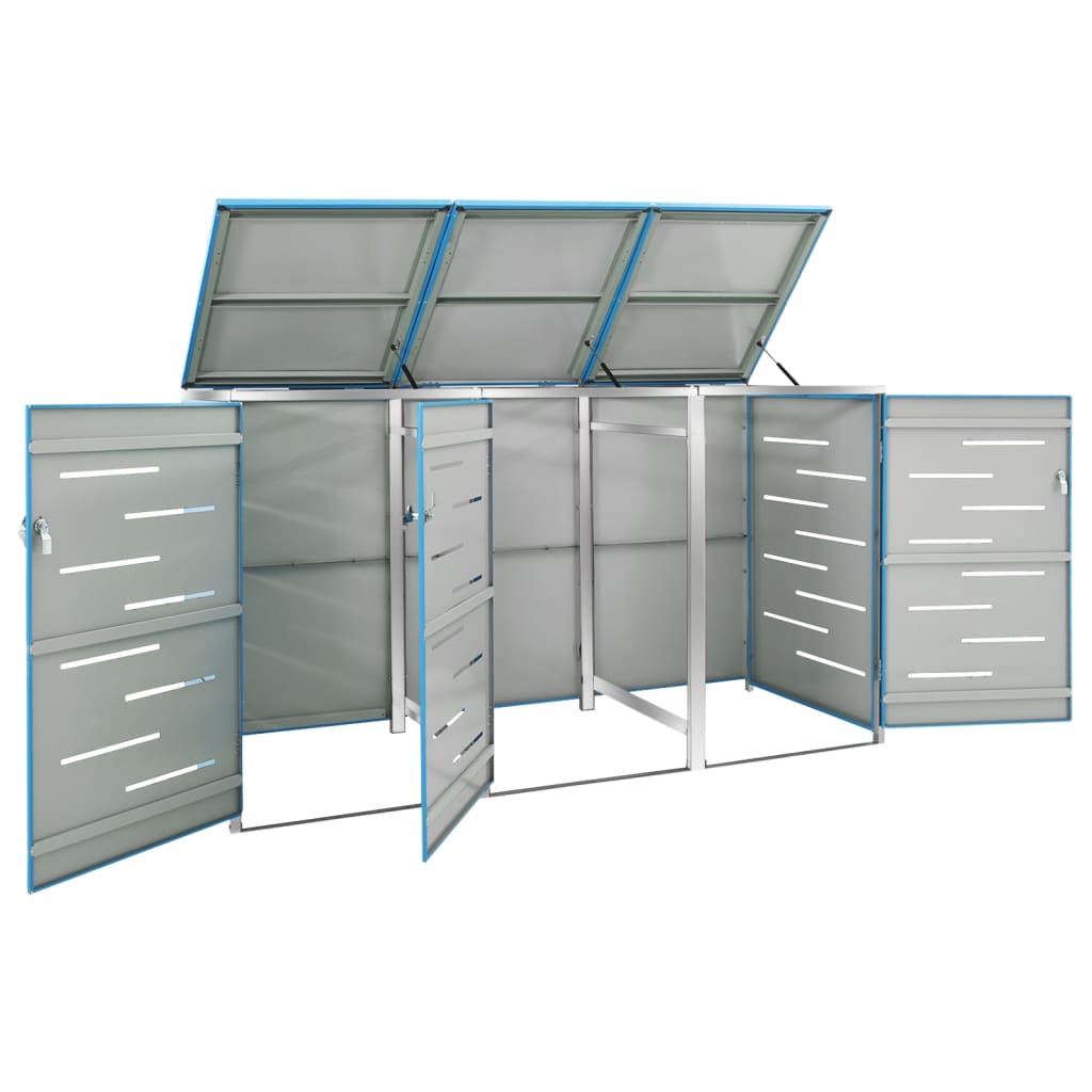 Containerberging Driedubbel 207X77,5X112,5 Cm Roestvrij Staal 3 containers Blauw