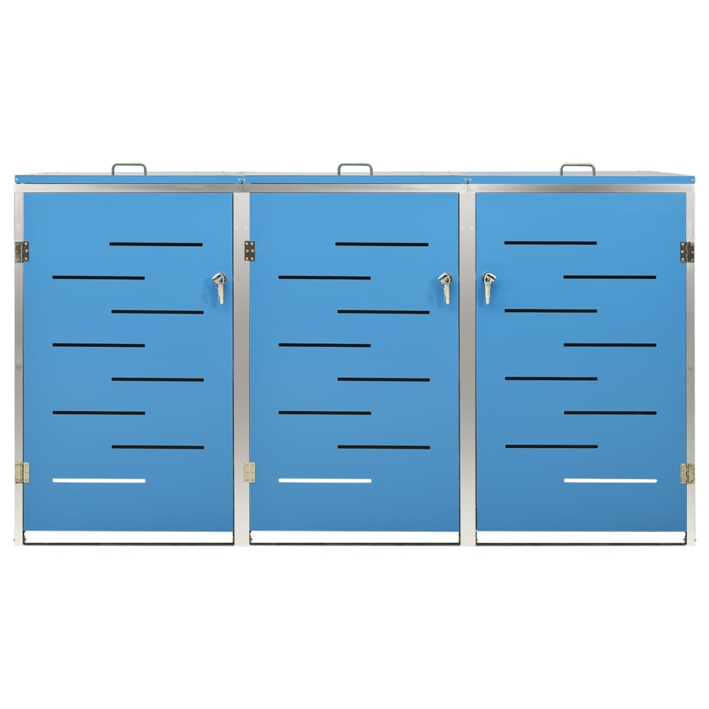 Containerberging Driedubbel 207X77,5X112,5 Cm Roestvrij Staal 3 containers Blauw