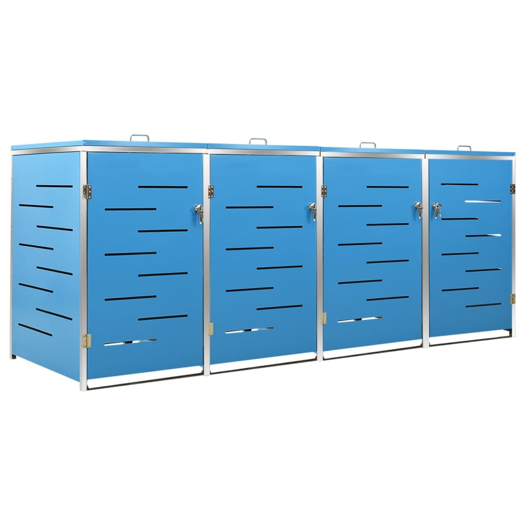 Containerberging Vierdubbel 276,5X77,5X112,5 Cm Roestvrij Staal 4 containers Blauw