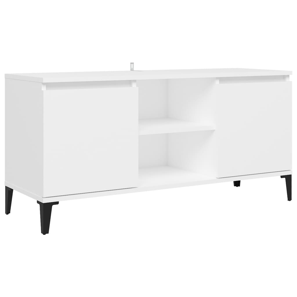 Tv-meubel met metalen poten 103,5x35x50 cm wit