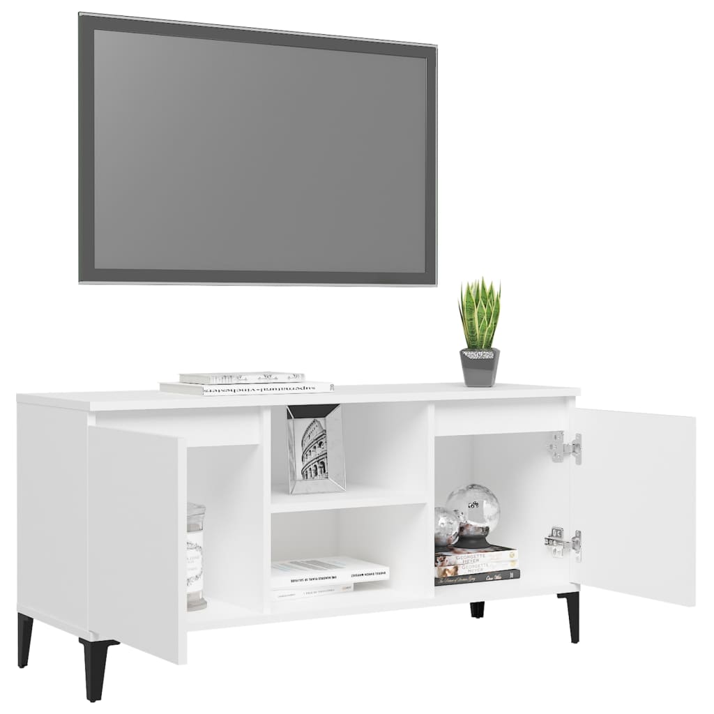 Tv-meubel met metalen poten 103,5x35x50 cm wit