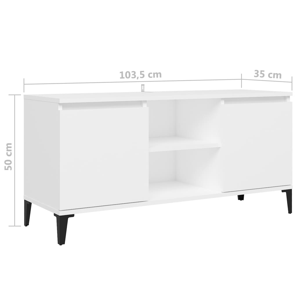 Tv-meubel met metalen poten 103,5x35x50 cm wit