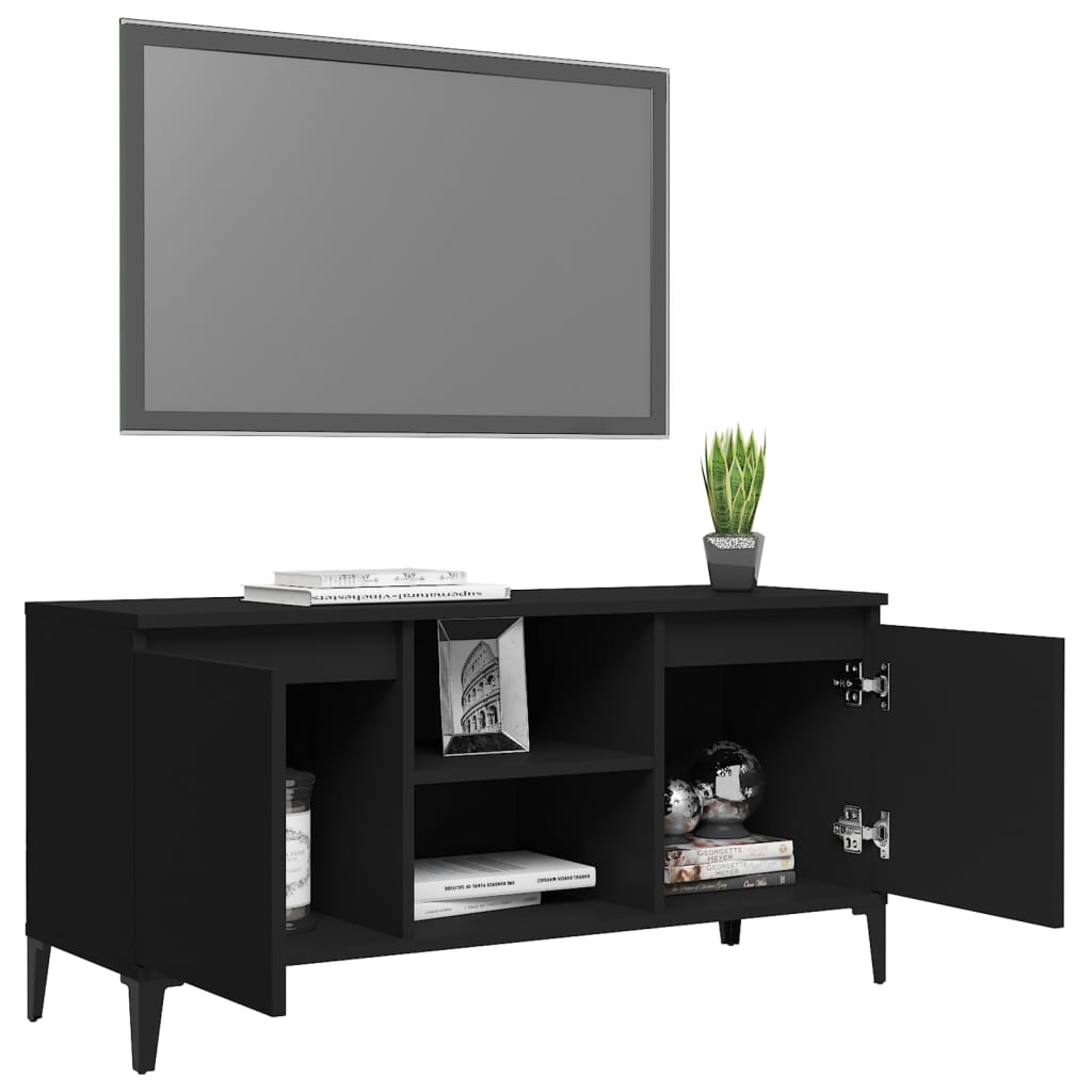 Tv-meubel met metalen poten 103,5x35x50 cm zwart