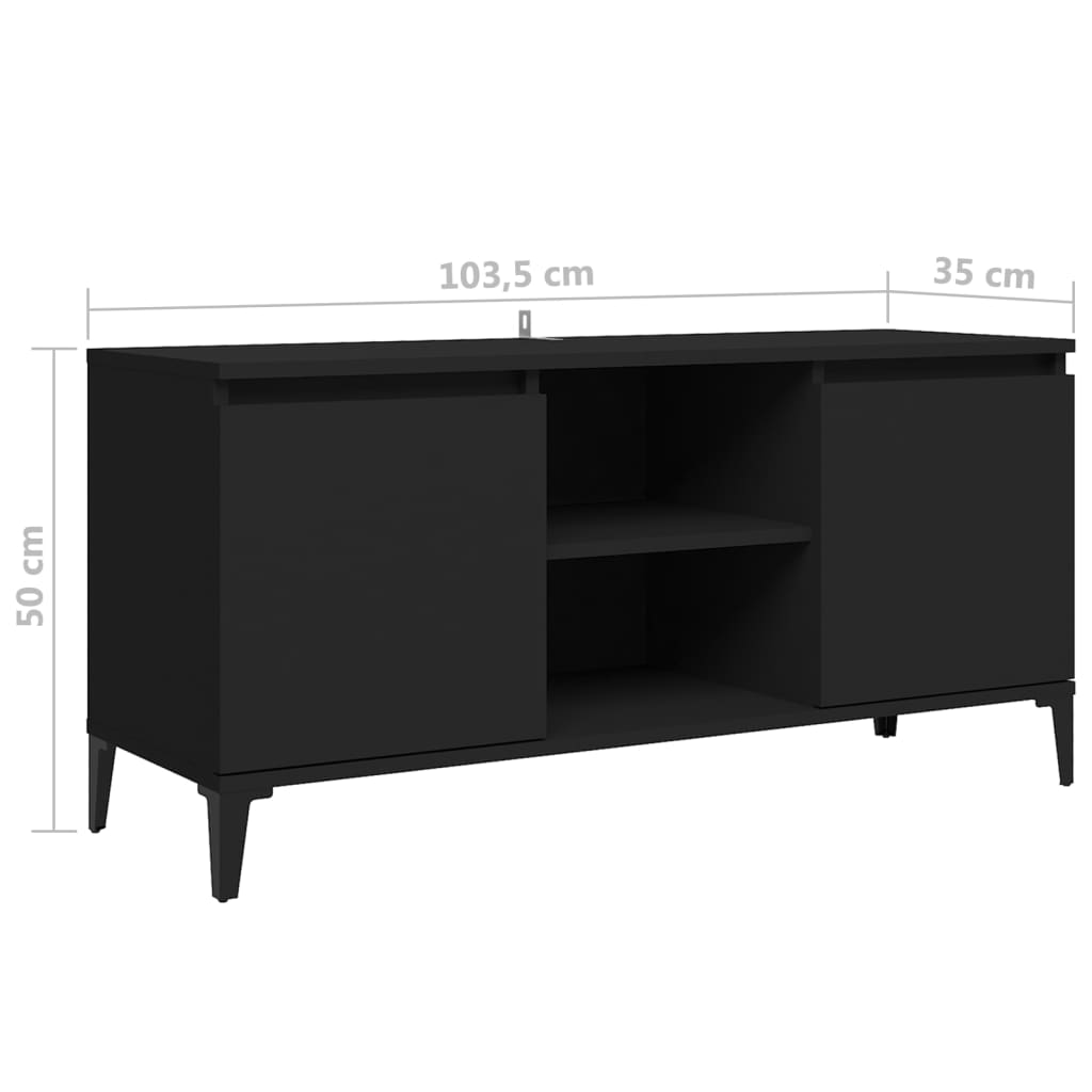 Tv-meubel met metalen poten 103,5x35x50 cm zwart