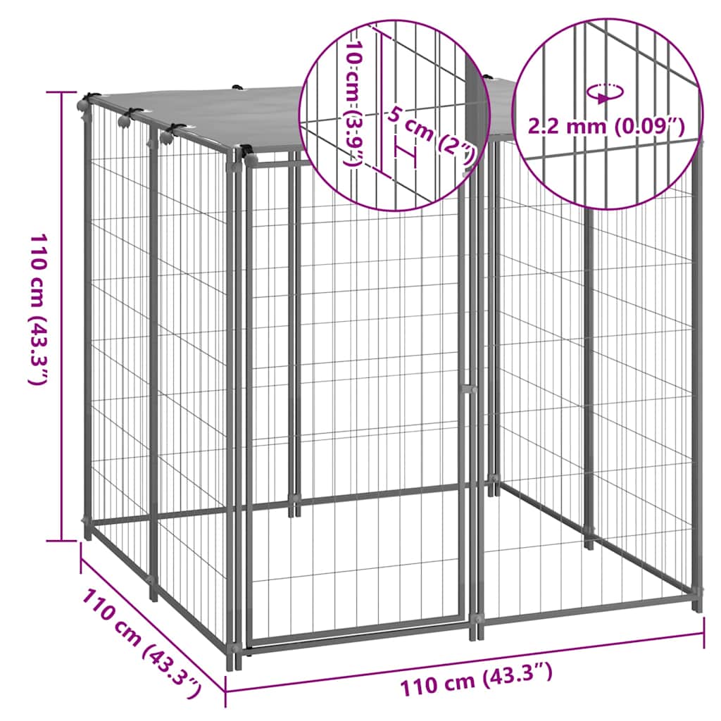 Hondenkennel 110x110x110 cm staal zilverkleurig