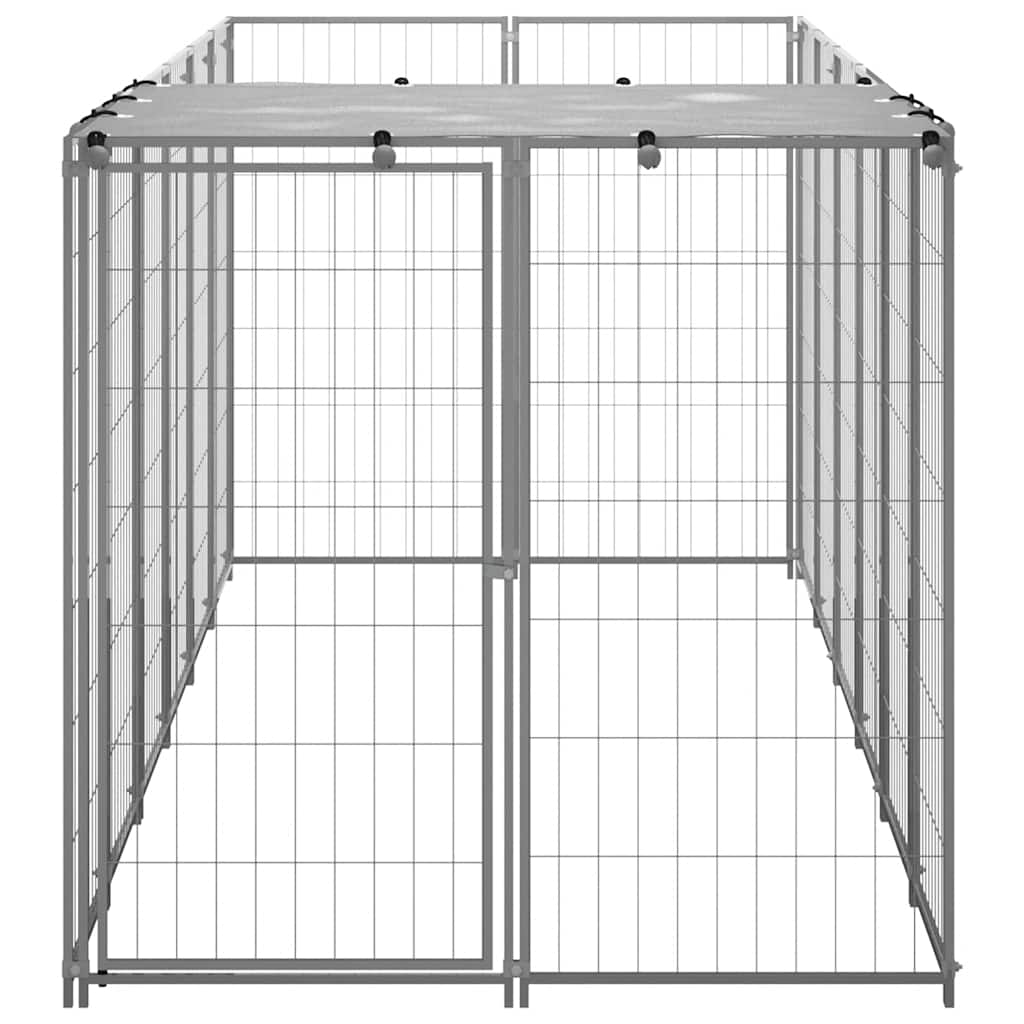Hondenkennel 330x110x110 cm staal zilverkleurig