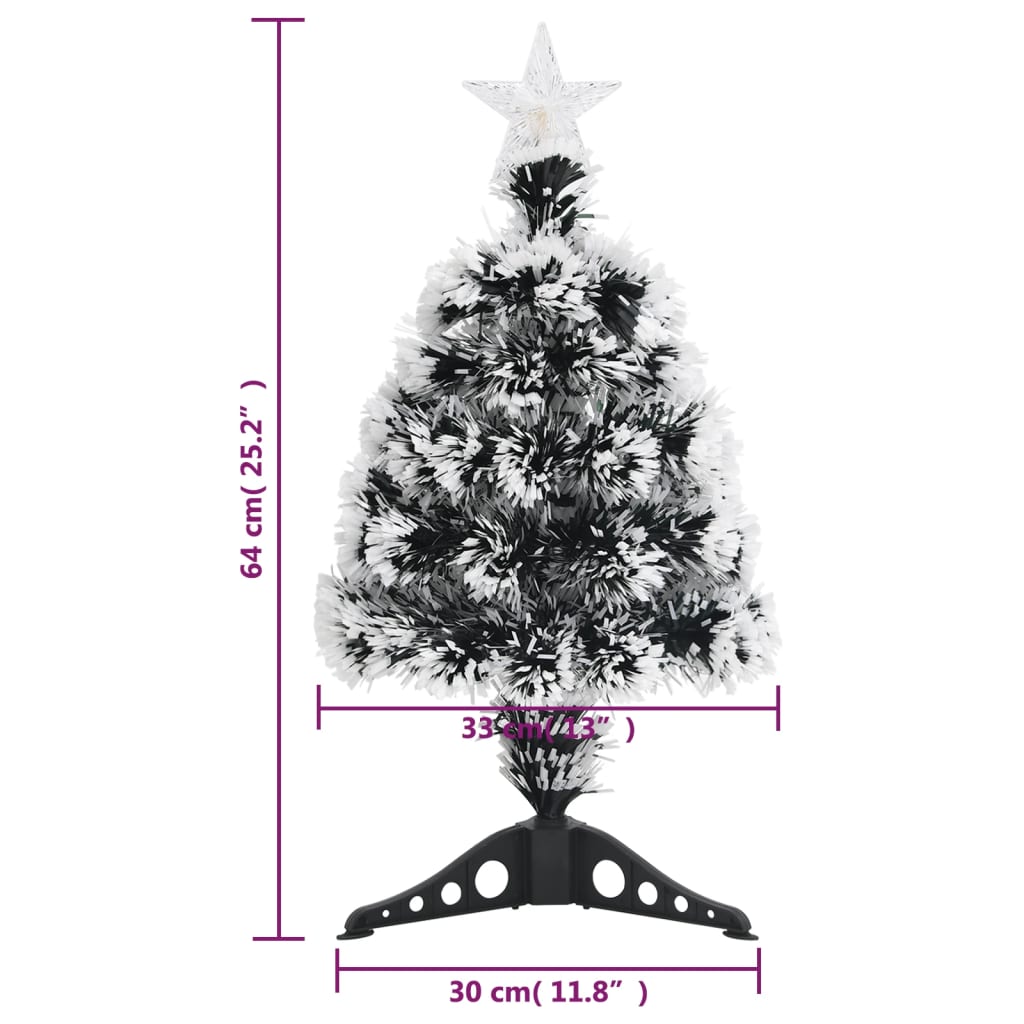 Kerstboom met LED 64 cm glasvezel groen en wit