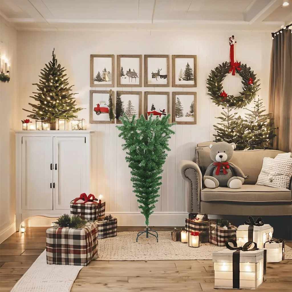 Kunstkerstboom omgekeerd met standaard 120 cm groen