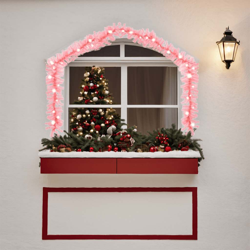 Kerstslinger met LED-lampjes 10 m roze