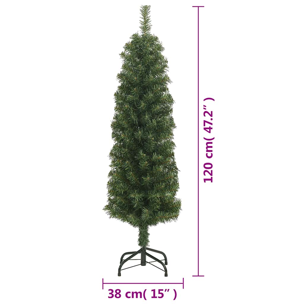 Kunstkerstboom met standaard smal 120 cm PVC groen