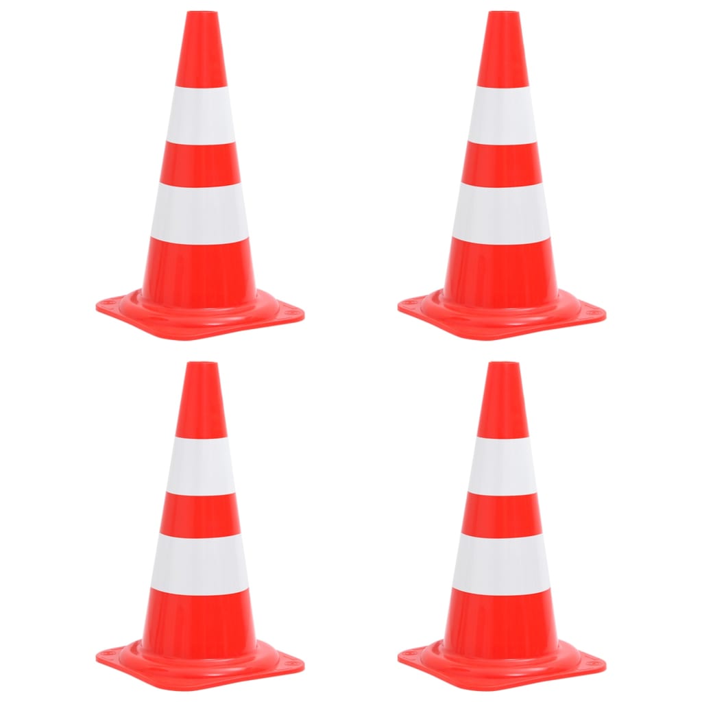 Verkeerskegels 4 st reflecterend 50 cm rood en wit