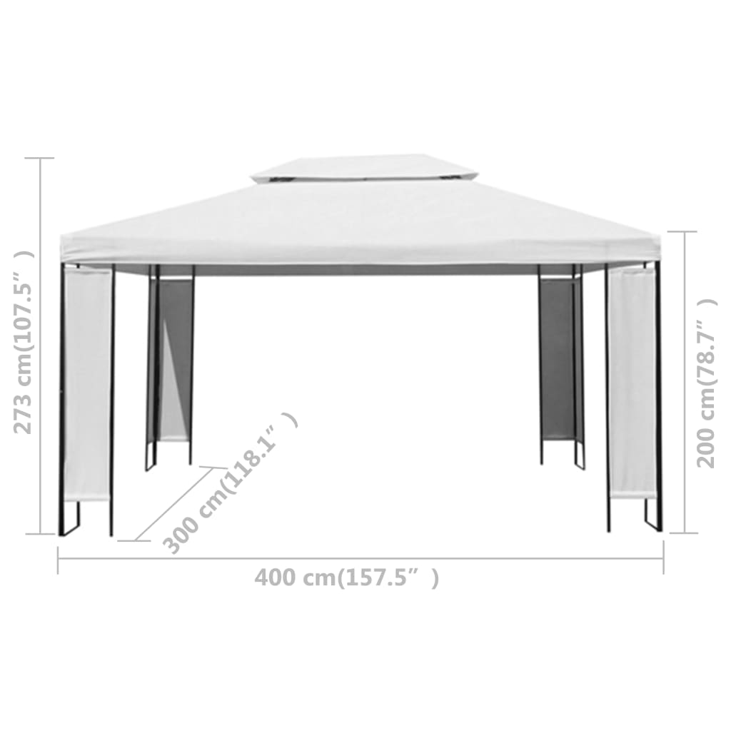 Prieel Met Led-Lichtslinger 3X4 M Wit