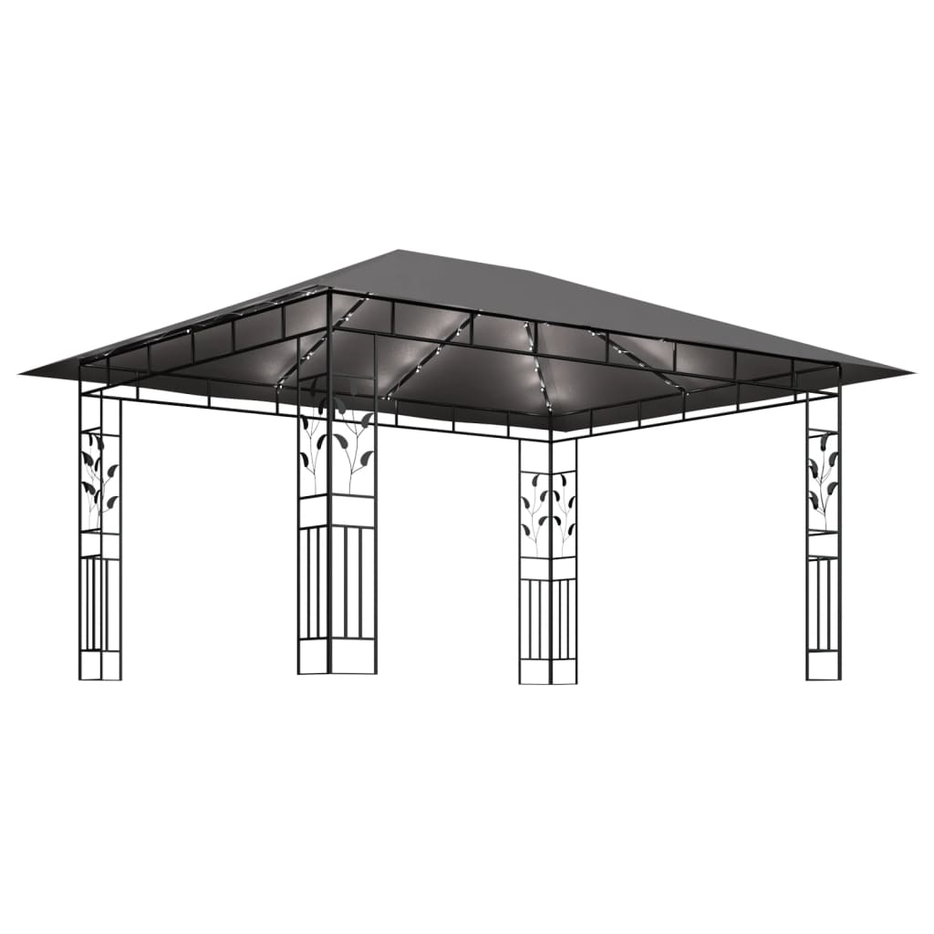 Prieel Met Klamboe Led-Lichtslinger 4X3X2,73 M Kleurig 4 x 3 x 2.73 m Antraciet