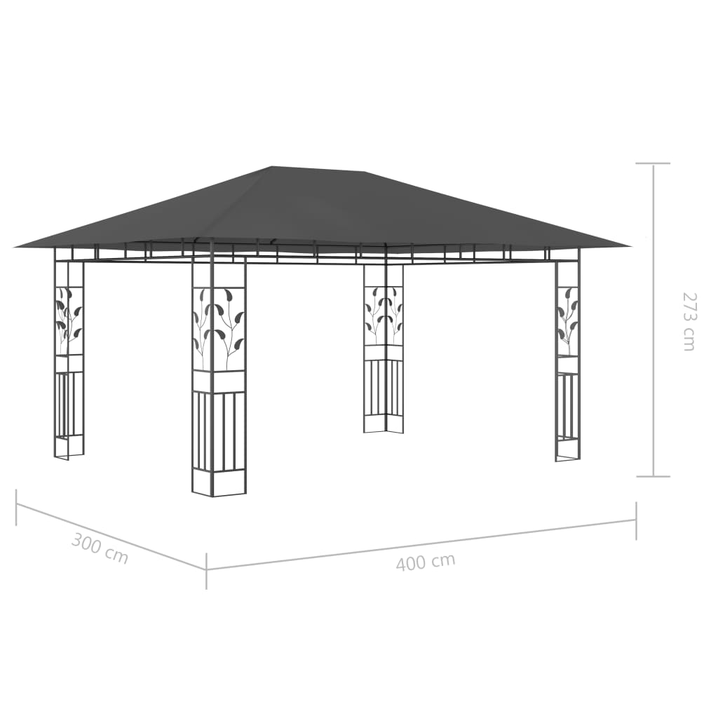 Prieel Met Klamboe Led-Lichtslinger 4X3X2,73 M Kleurig 4 x 3 x 2.73 m Antraciet