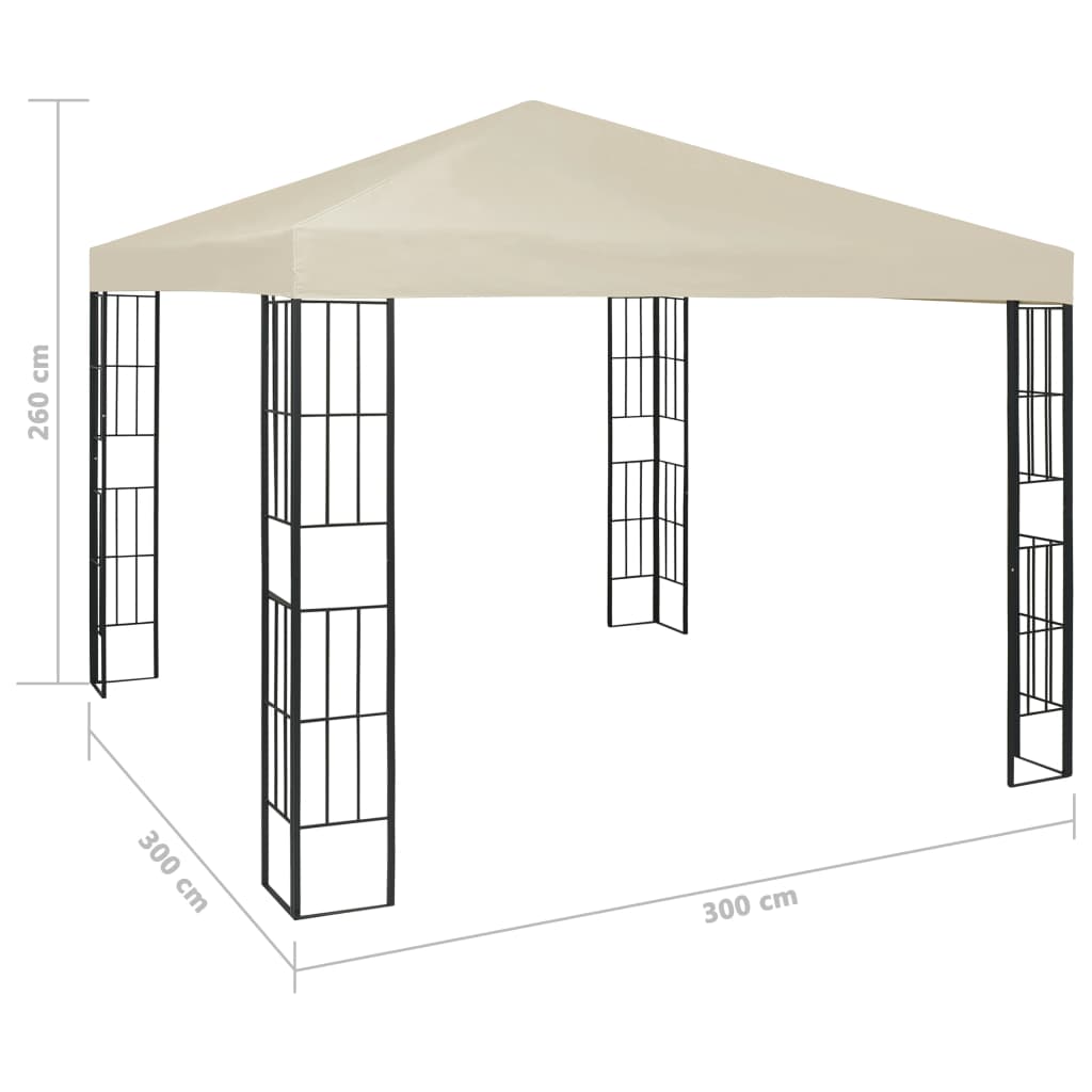 Prieel Met Led-Lichtslinger Kleurig 3 x 3 m Crème