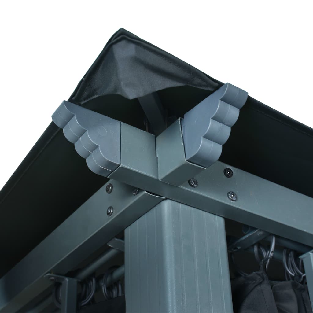 Prieel Met Gordijn Led-Lichtslinger 3X3 M Aluminium 300 x 300 cm Antraciet