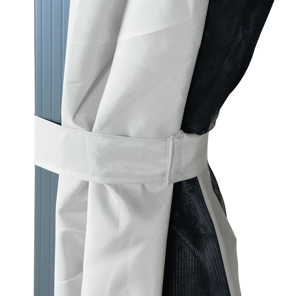 Prieel Met Gordijn En Led-Lichtslinger 4X3 M Aluminium 400 x 300 cm Crème