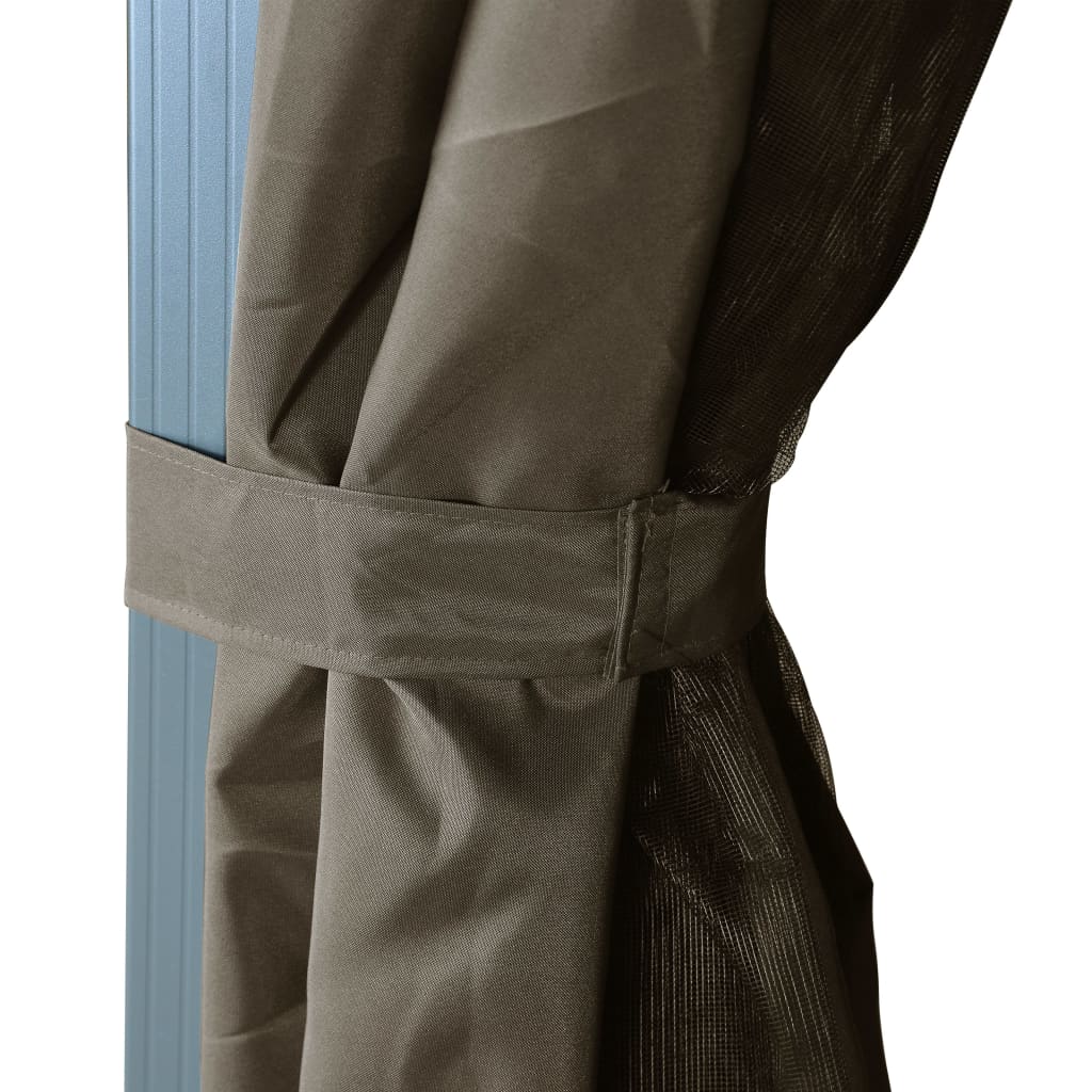 Prieel Met Gordijn En Led-Lichtslinger 4X3 M Aluminium 400 x 300 cm Taupe