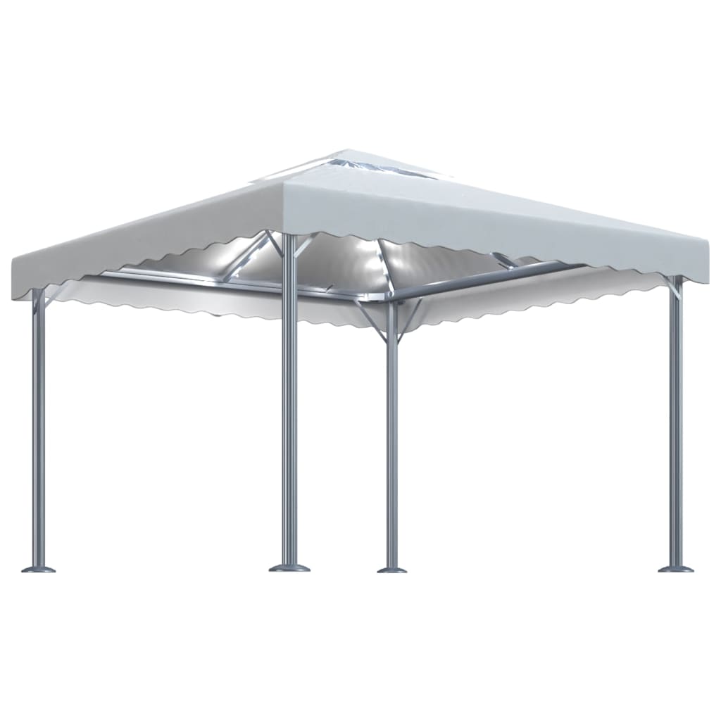 Prieel Met Led-Lichtslinger 300X300 Cm Aluminium Kleurig Crème