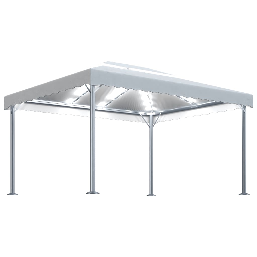 Prieel Met Led-Lichtslinger 400X300 Cm Aluminium Kleurig Crème