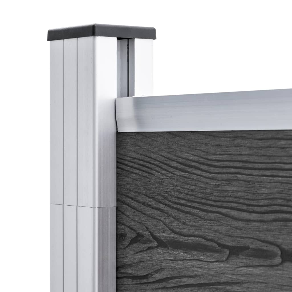 Schuttingpanelenset 1484x(105-186) cm HKC zwart