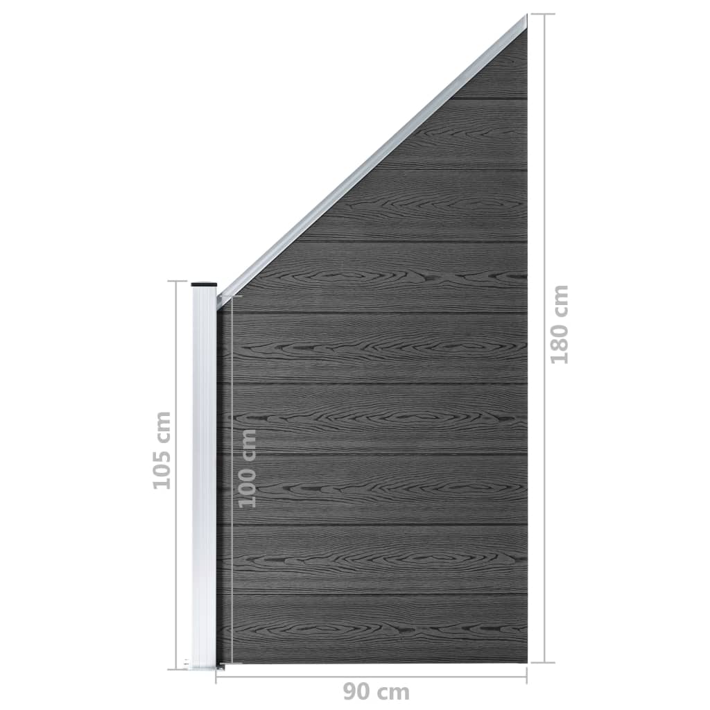 Schuttingpanelenset 1657x(105-186) cm HKC zwart