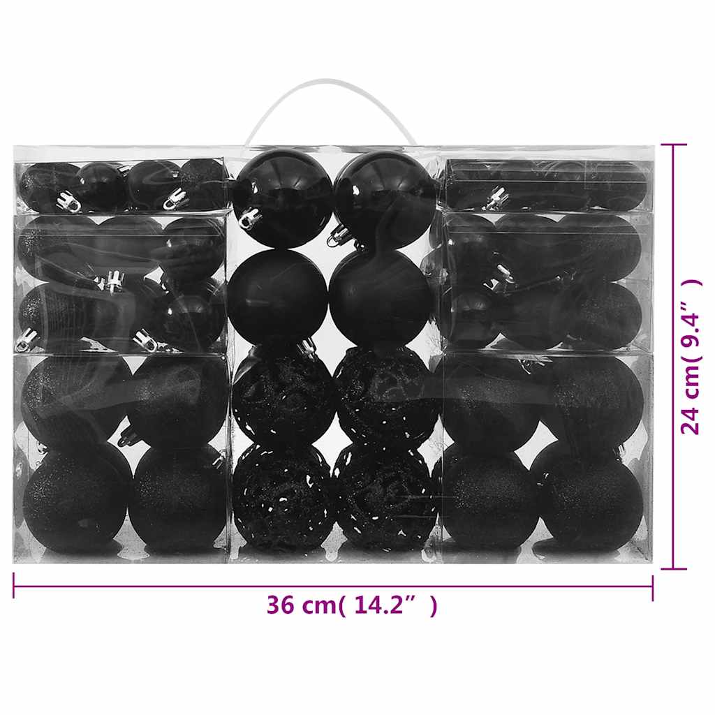 100-delige Kerstballenset zwart