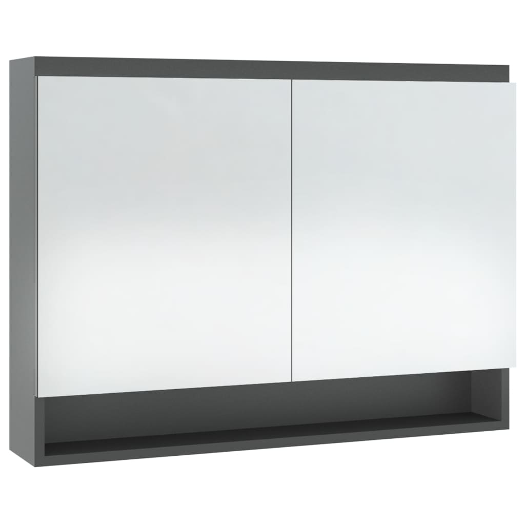 Badkamerkast Met Spiegel 80X5X60 Cm Mdf Grijs