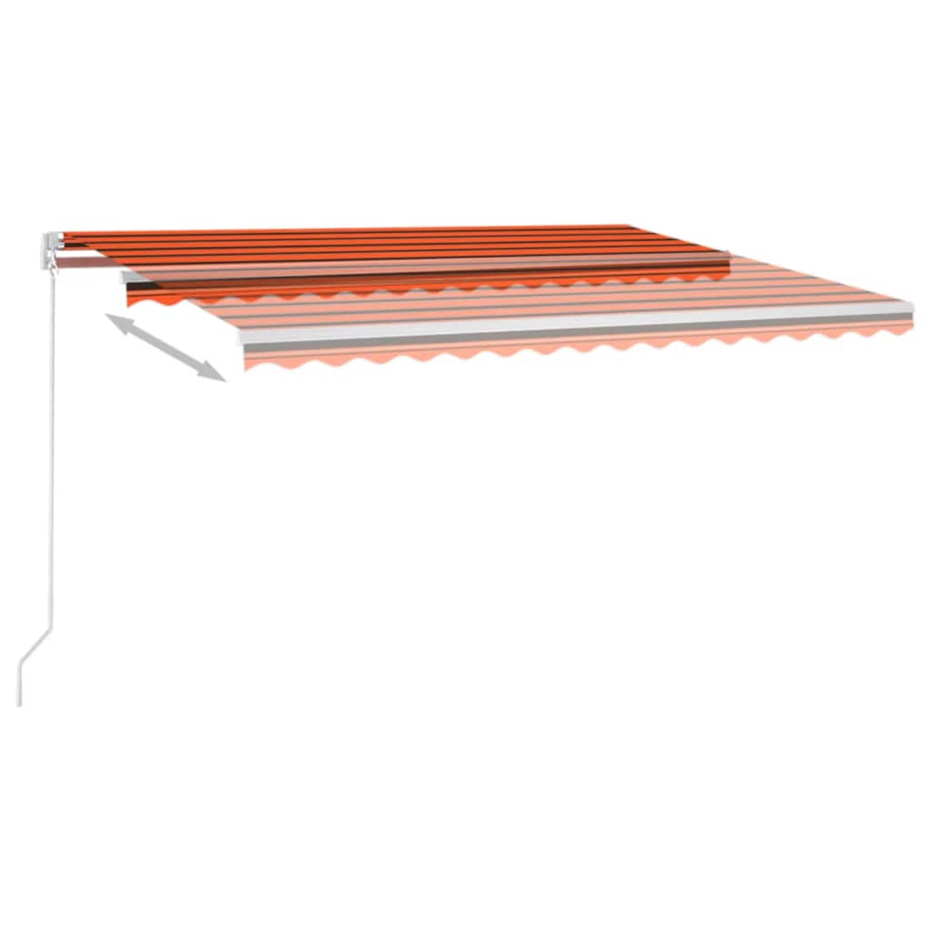 Luifel handmatig uittrekbaar met LED 400x300 cm oranje en bruin