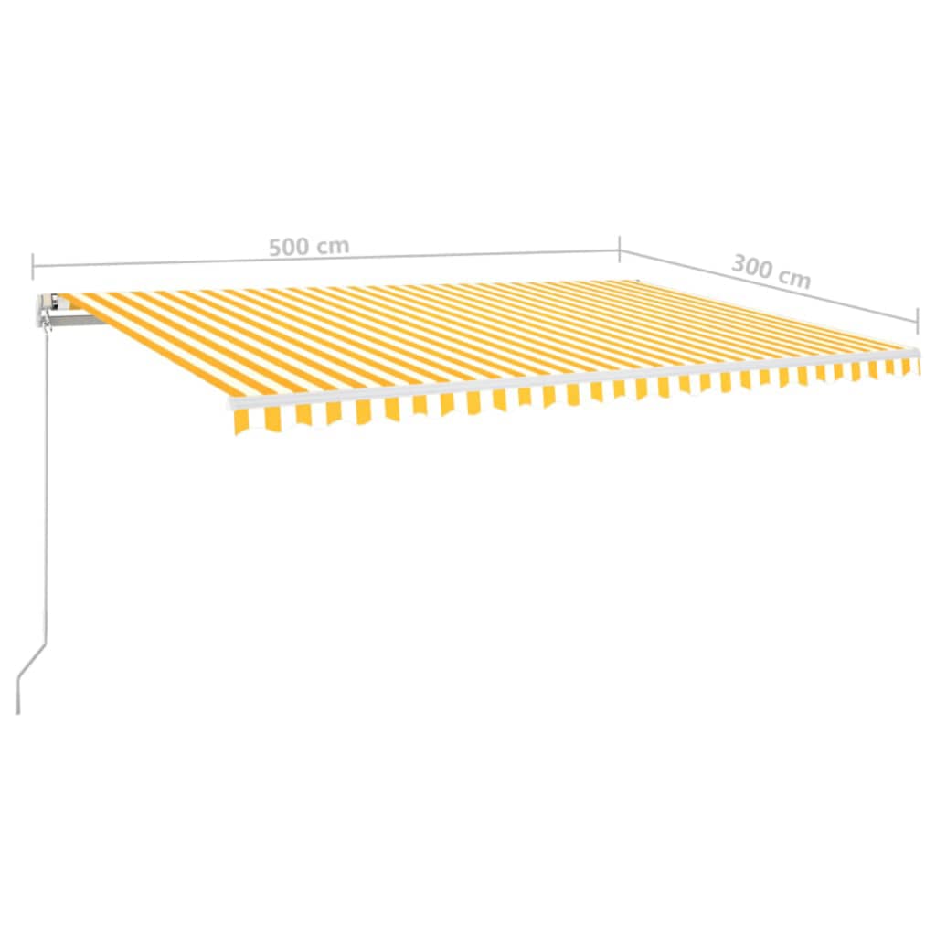 Luifel handmatig uittrekbaar met LED 500x300 cm geel en wit