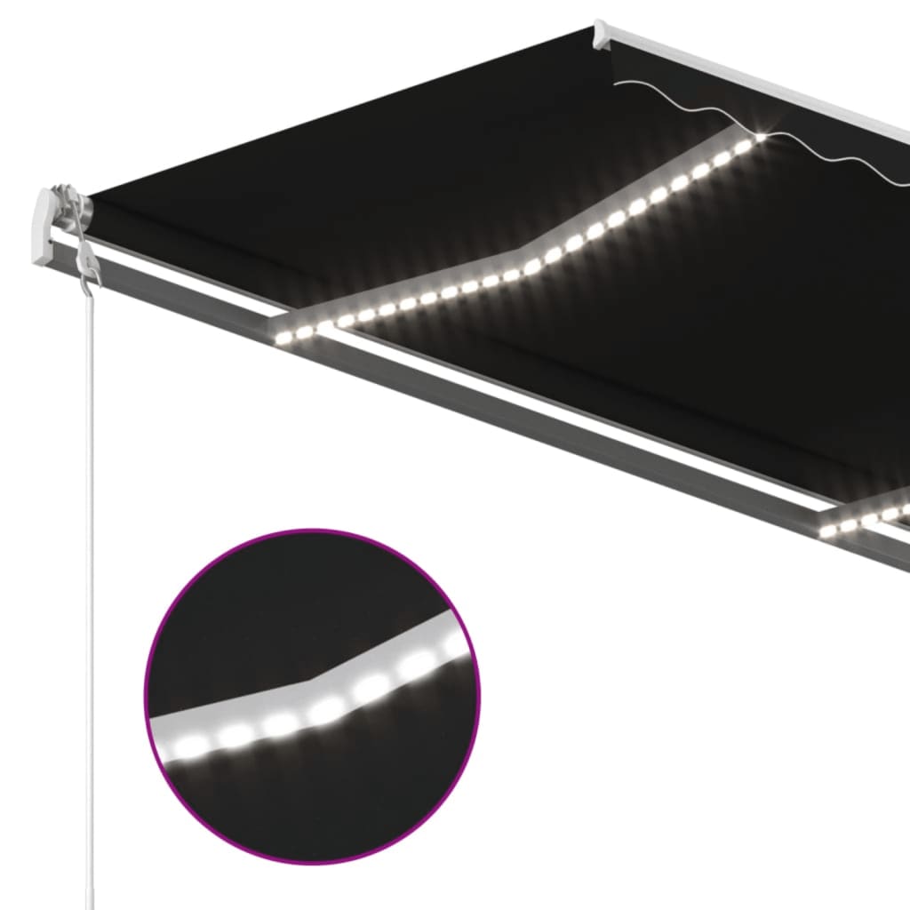 Luifel handmatig uittrekbaar met LED 450x350 cm antracietkleur