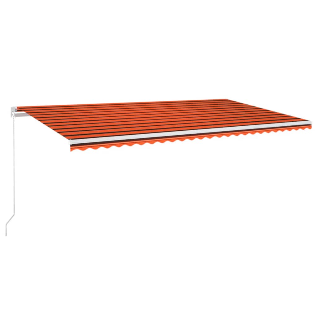 Luifel handmatig uittrekbaar met LED 600x350 cm oranje en bruin