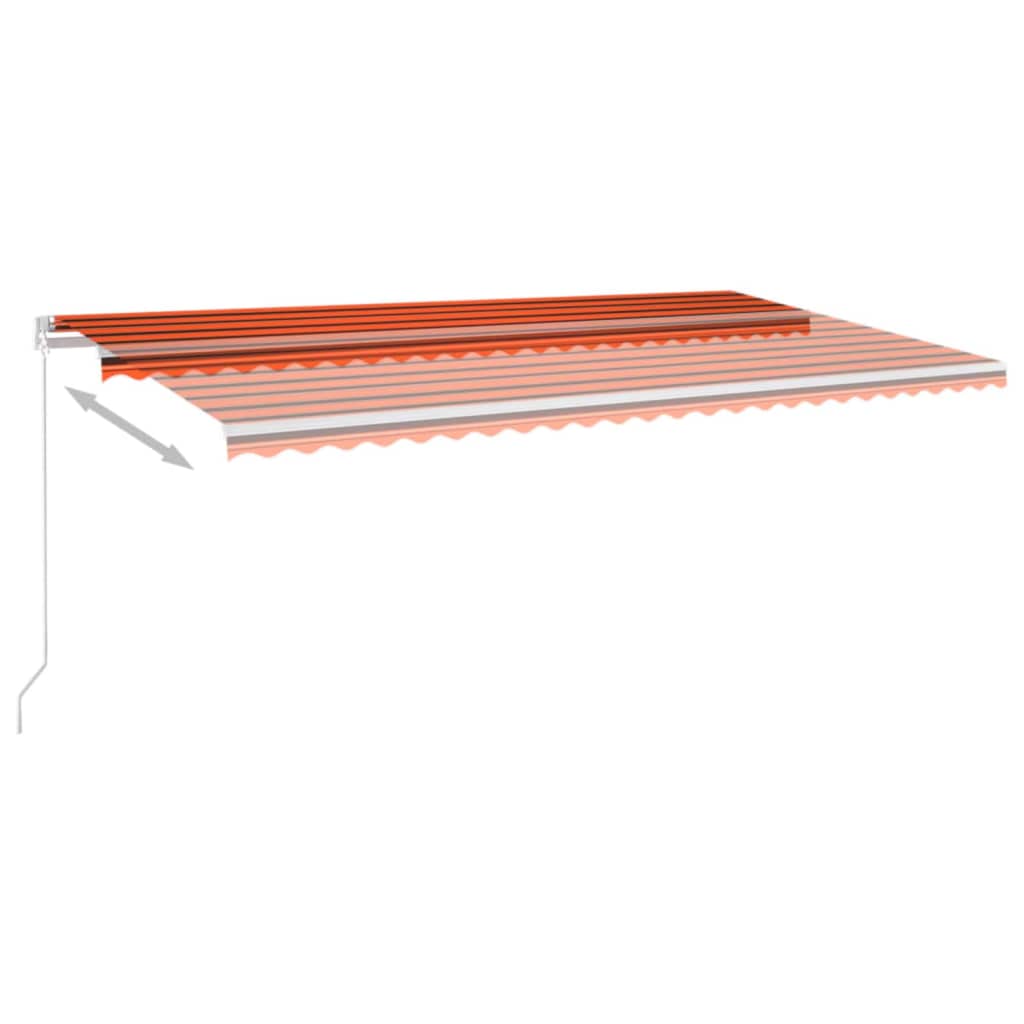 Luifel handmatig uittrekbaar met LED 600x350 cm oranje en bruin