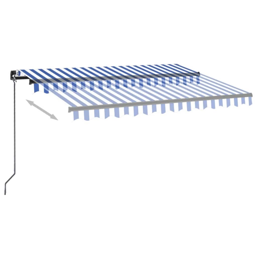 Luifel handmatig uittrekbaar met LED 350x250 cm blauw en wit