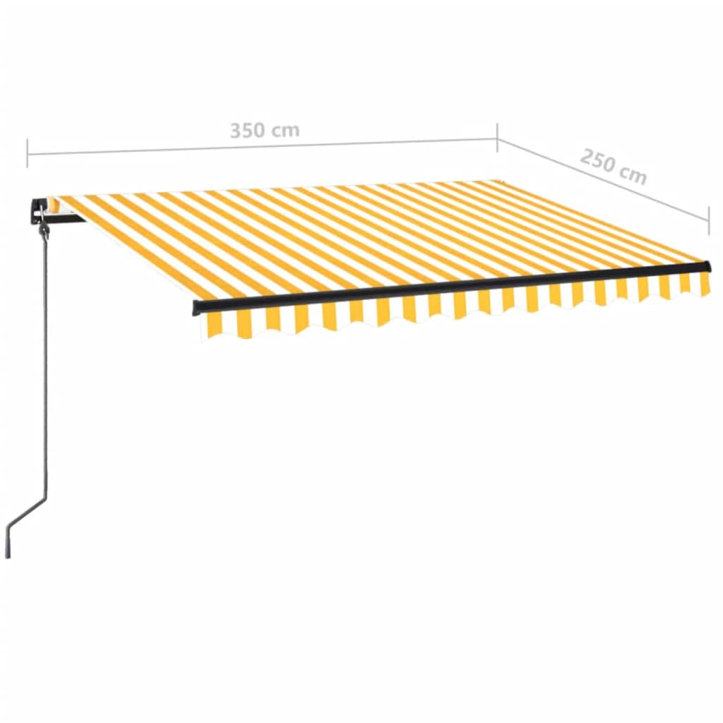 Luifel handmatig uittrekbaar met LED 350x250 cm geel en wit