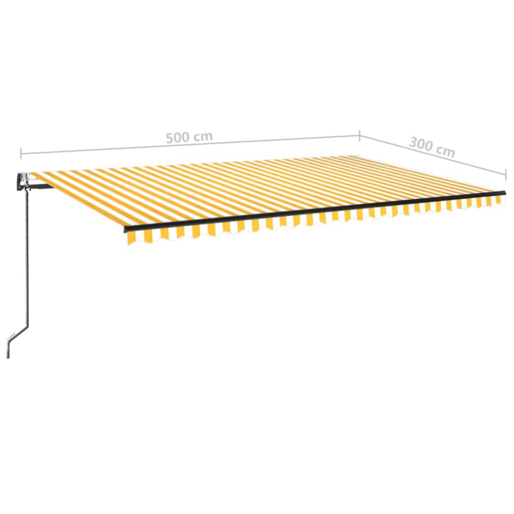 Luifel automatisch uittrekbaar 500x300 cm geel en wit