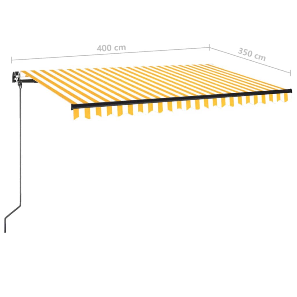 Luifel handmatig uittrekbaar 400x350 cm geel en wit