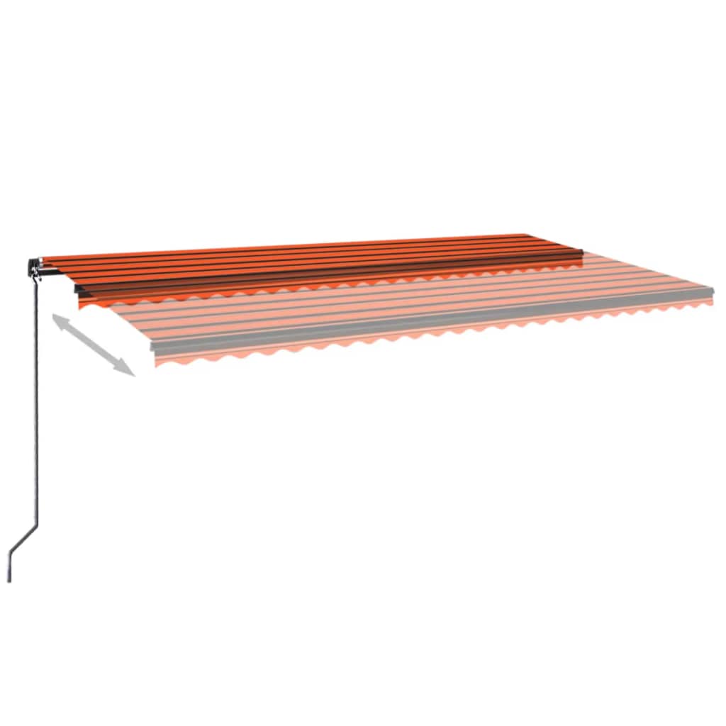 Luifel handmatig uittrekbaar met LED 600x350 cm oranje en bruin