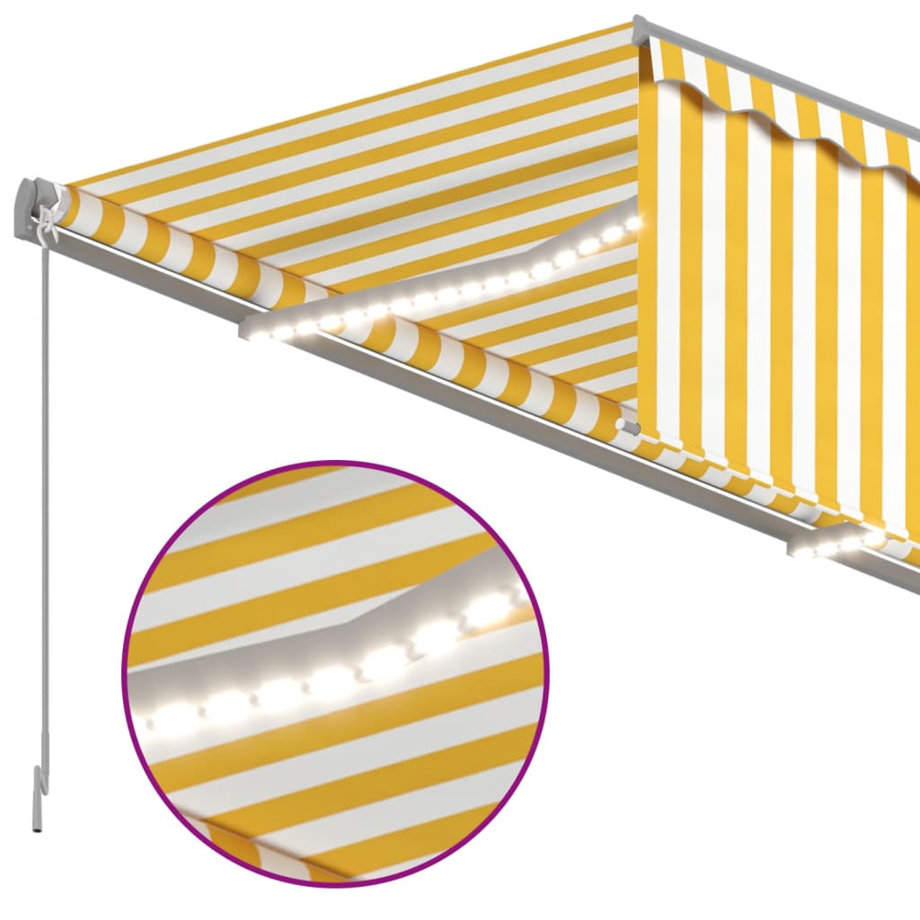 Luifel handmatig uittrekbaar met rolgordijn LED 4x3 m geel wit