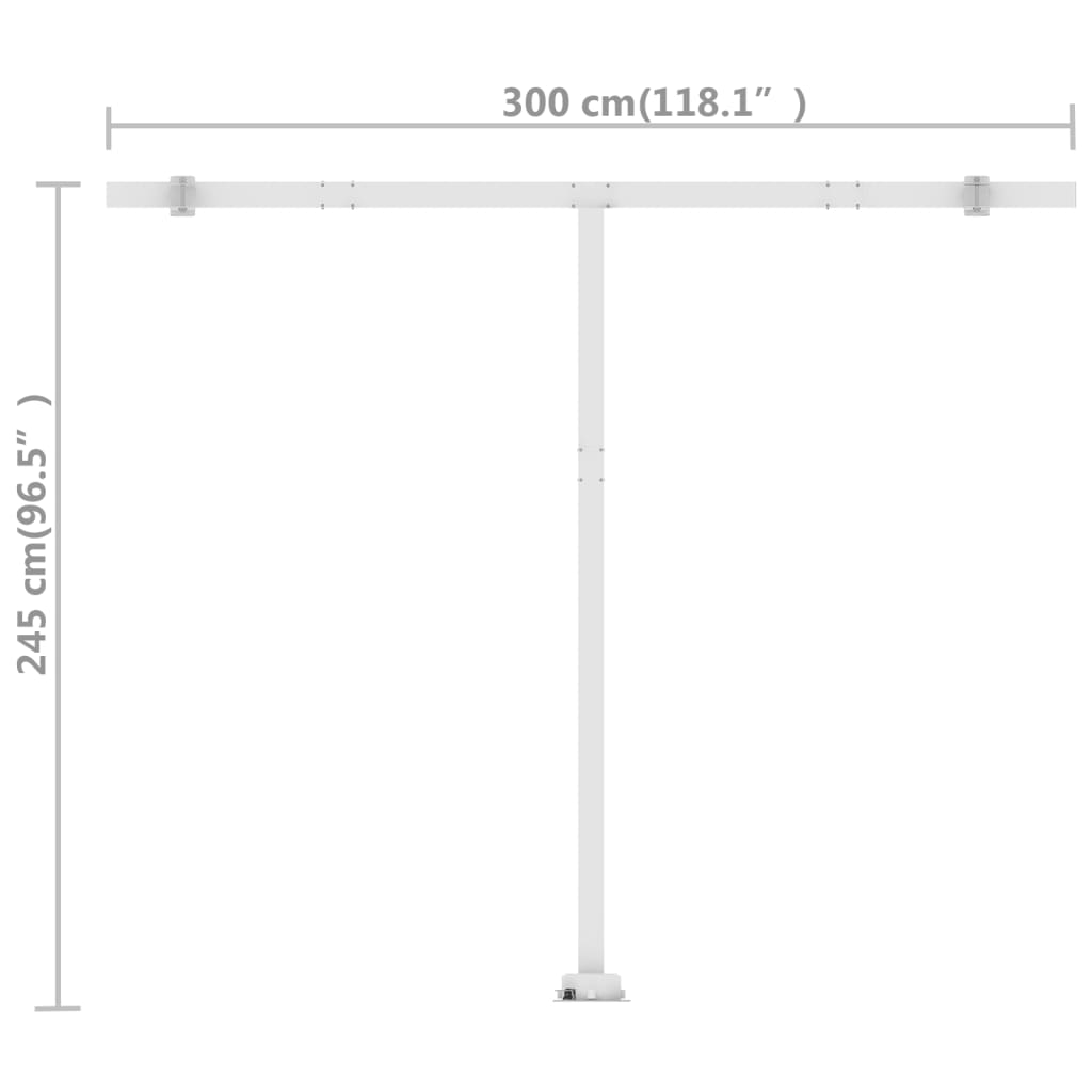 Luifel vrijstaand handmatig uittrekbaar 300x250 cm blauw en wit