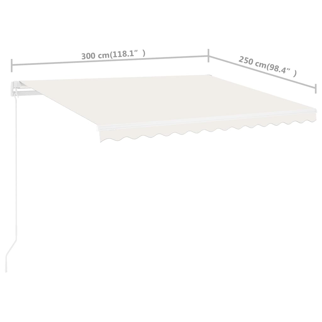 Luifel vrijstaand handmatig uittrekbaar 300x250 cm crèmekleurig